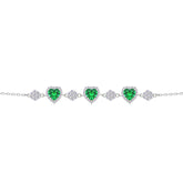 Asfour Crystal Tennis Bracelet With Turquoise Pear & Emerald Zircon In 925 Sterling Silver