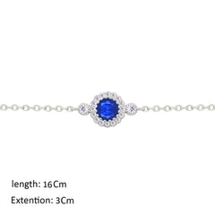 Asfour Crystal Chain Bracelet With Blue Round Design In 925 Sterling Silver-BM0153-WB