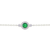 Asfour Crystal Tennis Bracelet With Turquoise Pear & Emerald Zircon In 925 Sterling Silver