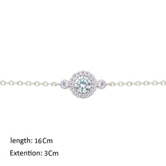 Asfour Crystal Chain Bracelet With Zircon Round Design In 925 Sterling Silver-BM0153