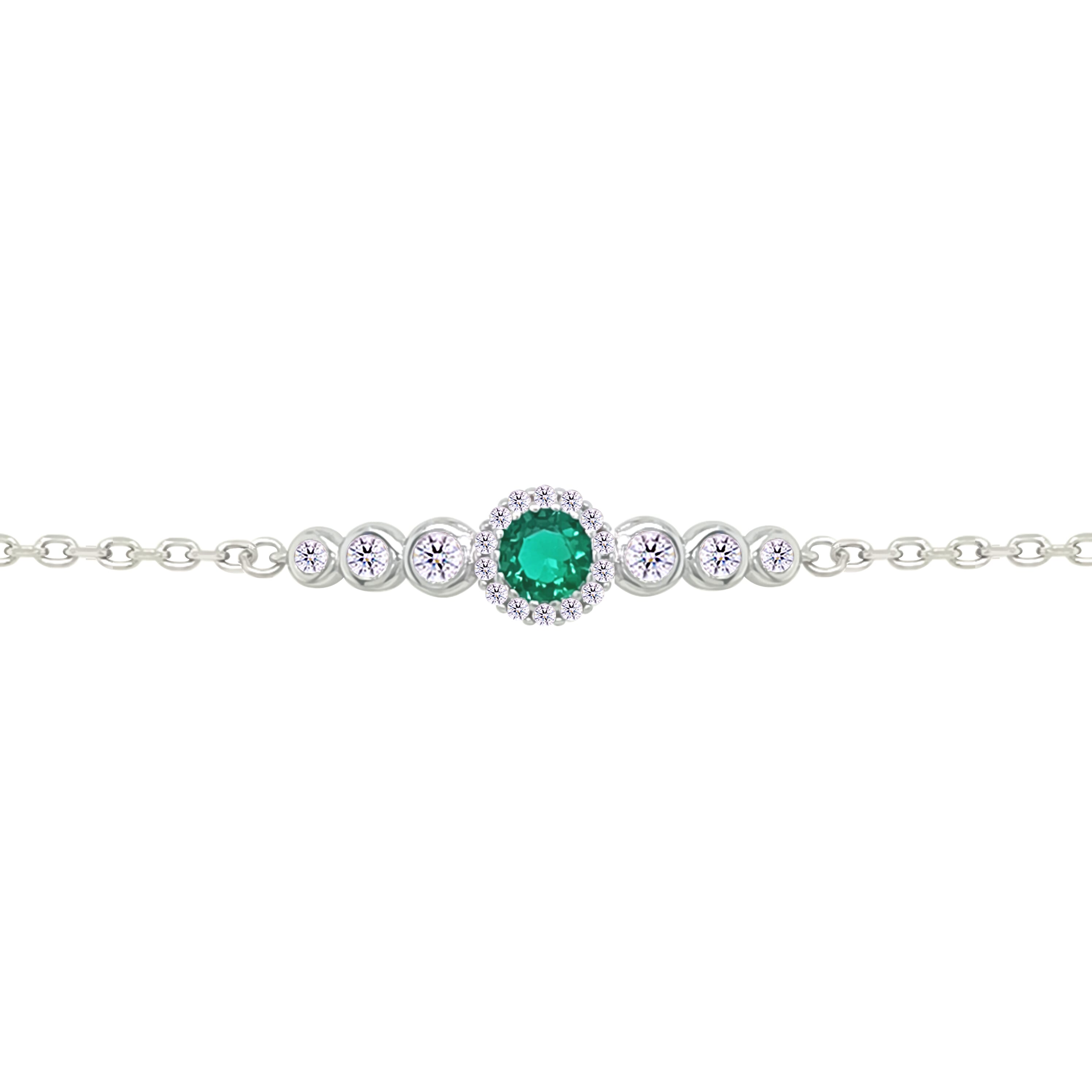 Asfour Crystal Tennis Bracelet With Turquoise Pear & Emerald Zircon In 925 Sterling Silver