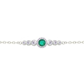 Asfour Crystal Tennis Bracelet With Turquoise Pear & Emerald Zircon In 925 Sterling Silver