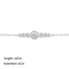 Asfour Crystal Chain Bracelet With Zircon Round Design In 925 Sterling Silver-BM0154