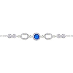 Asfour Crystal Tennis Bracelet With Turquoise Pear & Emerald Zircon In 925 Sterling Silver
