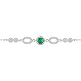 Asfour Crystal Tennis Bracelet With Turquoise Pear & Emerald Zircon In 925 Sterling Silver