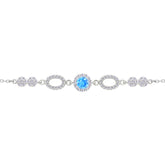 Asfour Crystal Tennis Bracelet With Turquoise Pear & Emerald Zircon In 925 Sterling Silver