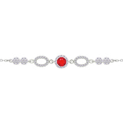 Asfour Crystal Tennis Bracelet With Turquoise Pear & Emerald Zircon In 925 Sterling Silver