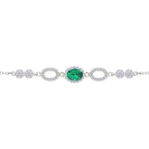 Asfour Crystal Tennis Bracelet With Turquoise Pear & Emerald Zircon In 925 Sterling Silver
