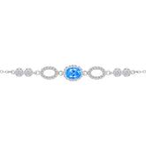 Asfour Crystal Tennis Bracelet With Turquoise Pear & Emerald Zircon In 925 Sterling Silver