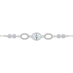 Asfour Crystal Tennis Bracelet With Turquoise Pear & Emerald Zircon In 925 Sterling Silver