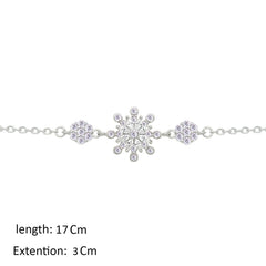 Asfour Crystal Chain Bracelet With Flower Design In 925 Sterling Silver-BM0157