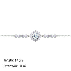 Asfour Crystal Chain Bracelet With Flower Design In 925 Sterling Silver-BM0158