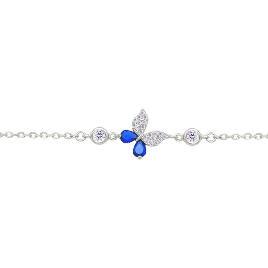 Asfour Crystal Tennis Bracelet With Turquoise Pear & Emerald Zircon In 925 Sterling Silver