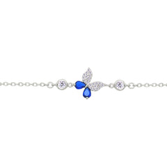 Asfour Crystal Tennis Bracelet With Turquoise Pear & Emerald Zircon In 925 Sterling Silver