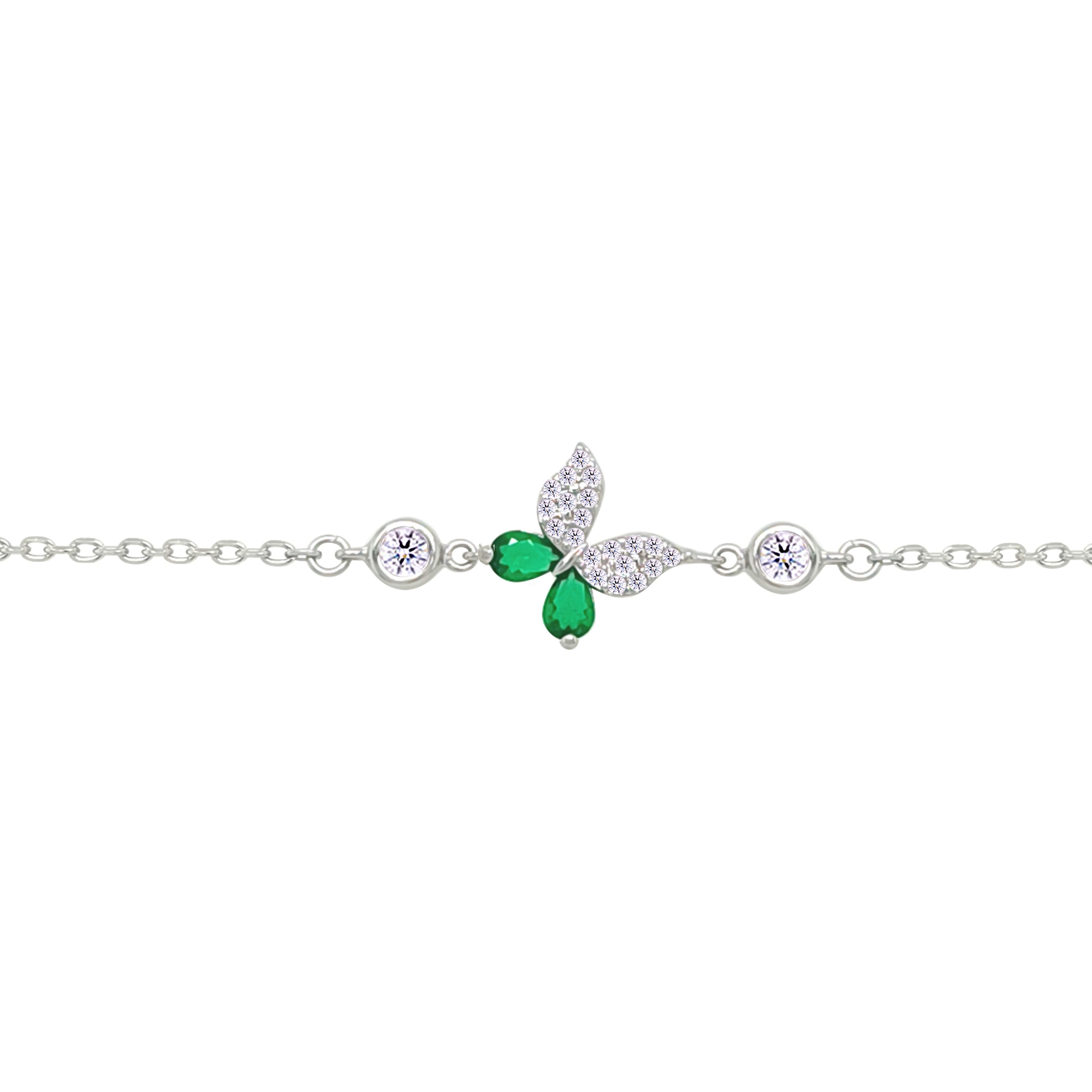 Asfour Crystal Tennis Bracelet With Turquoise Pear & Emerald Zircon In 925 Sterling Silver