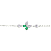 Asfour Crystal Tennis Bracelet With Turquoise Pear & Emerald Zircon In 925 Sterling Silver