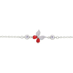 Asfour Crystal Tennis Bracelet With Turquoise Pear & Emerald Zircon In 925 Sterling Silver