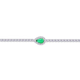 Asfour Crystal Tennis Bracelet With Turquoise Pear & Emerald Zircon In 925 Sterling Silver