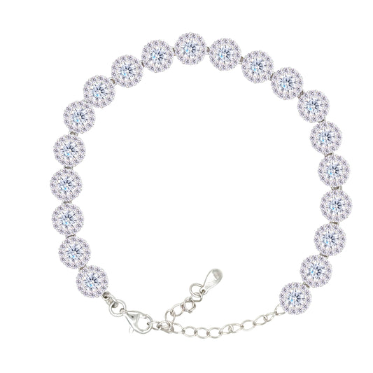 Asfour Crystal Tennis Bracelet With Turquoise Pear & Emerald Zircon In 925 Sterling Silver
