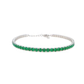 Asfour Crystal Tennis Bracelet With Turquoise Pear & Emerald Zircon In 925 Sterling Silver