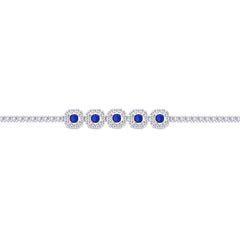 Asfour Crystal Tennis Bracelet With Turquoise Pear & Emerald Zircon In 925 Sterling Silver