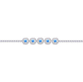 Asfour Crystal Tennis Bracelet With Turquoise Pear & Emerald Zircon In 925 Sterling Silver