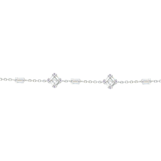 Asfour Crystal Tennis Bracelet With Turquoise Pear & Emerald Zircon In 925 Sterling Silver
