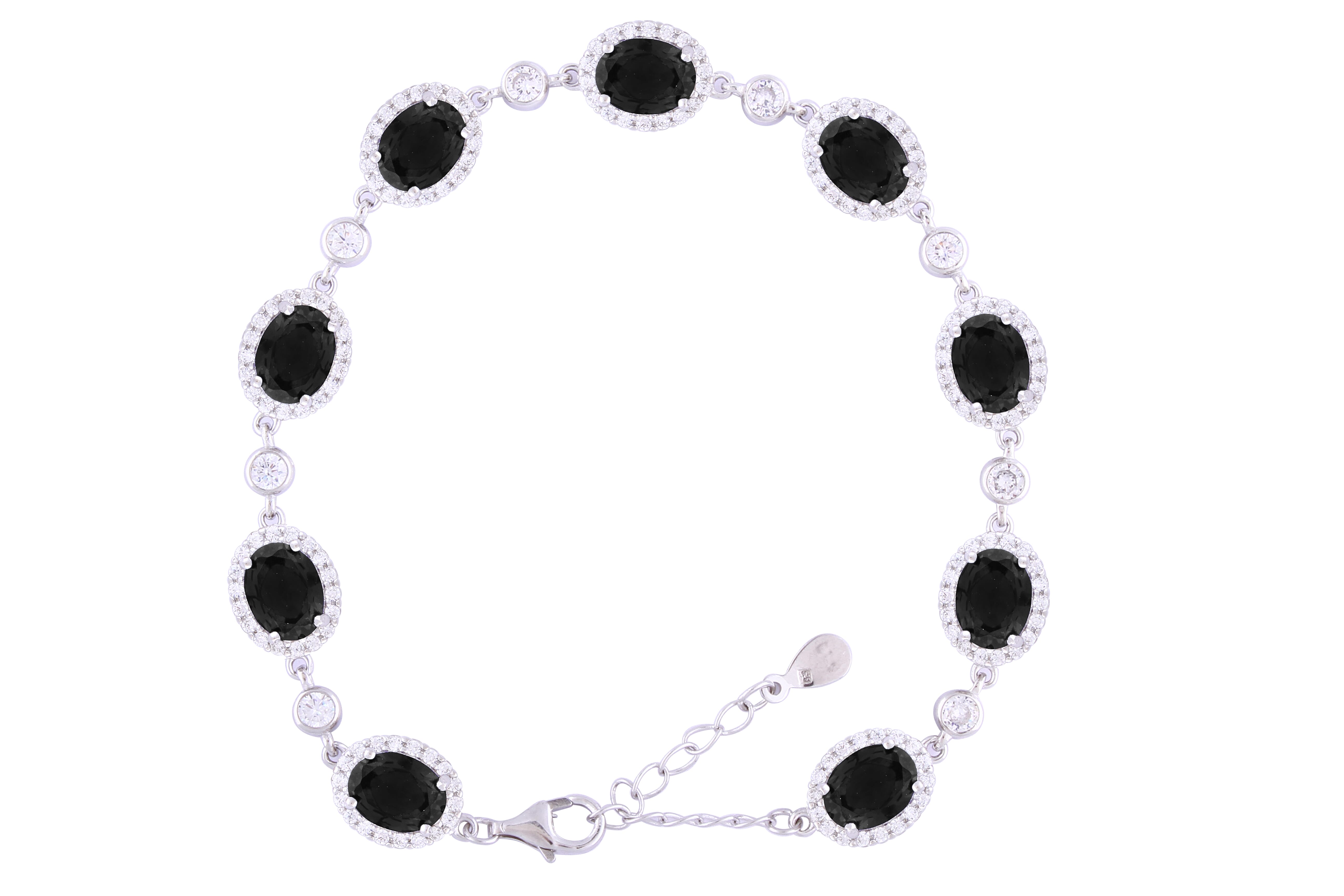 Asfour Crystal Tennis Bracelet With Turquoise Pear & Emerald Zircon In 925 Sterling Silver