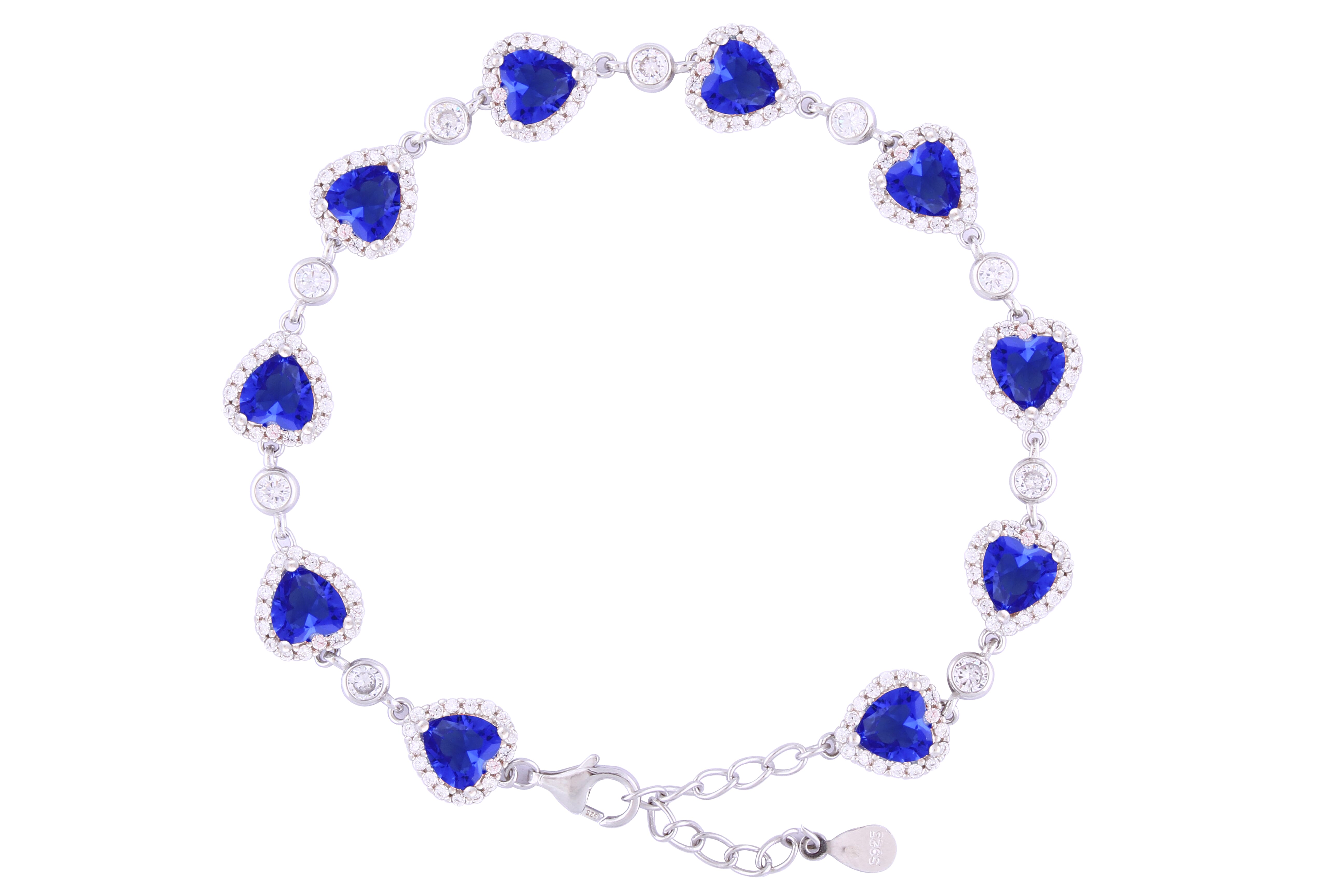 Asfour Crystal Tennis Bracelet With Turquoise Pear & Emerald Zircon In 925 Sterling Silver