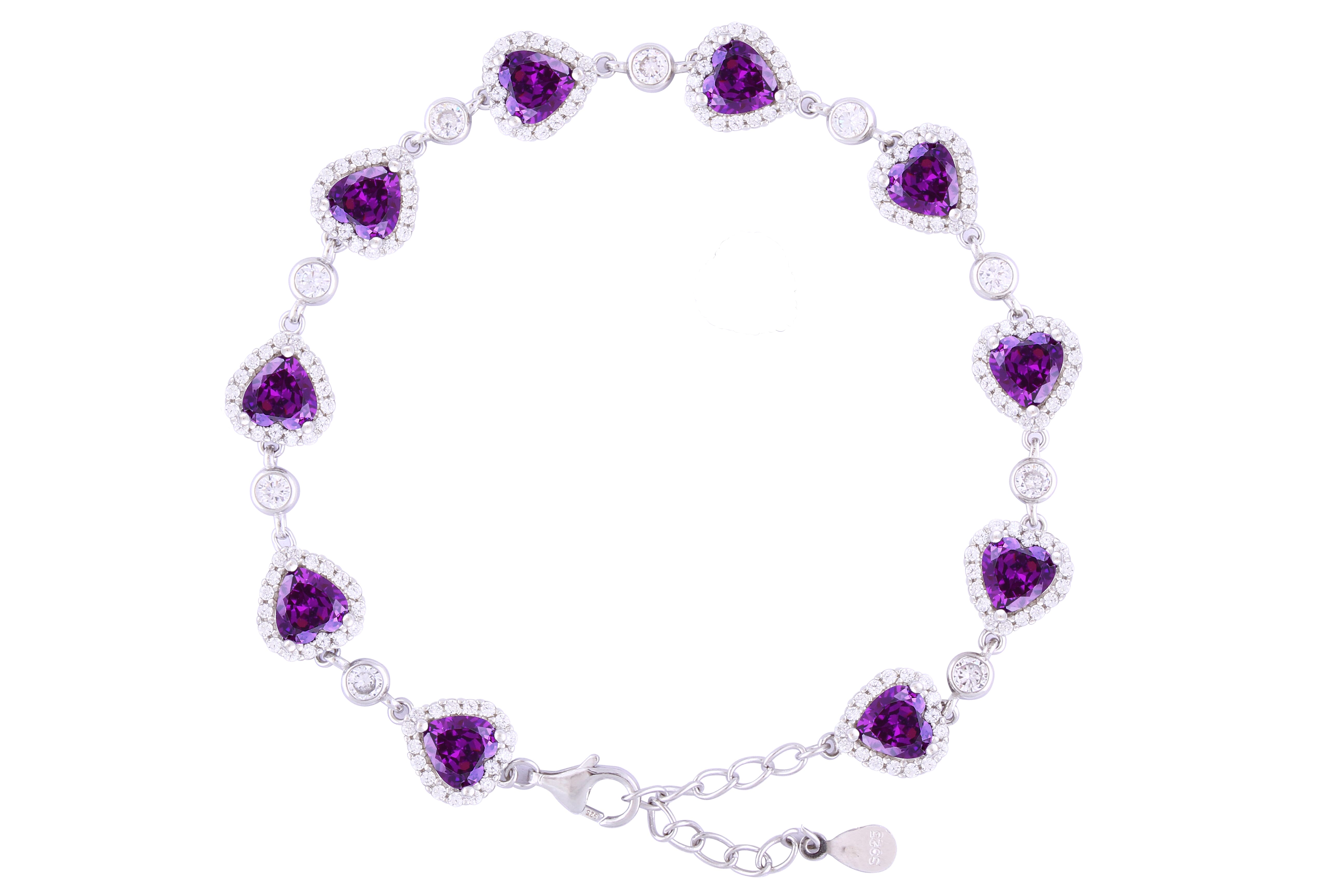 Asfour Crystal Tennis Bracelet With Turquoise Pear & Emerald Zircon In 925 Sterling Silver