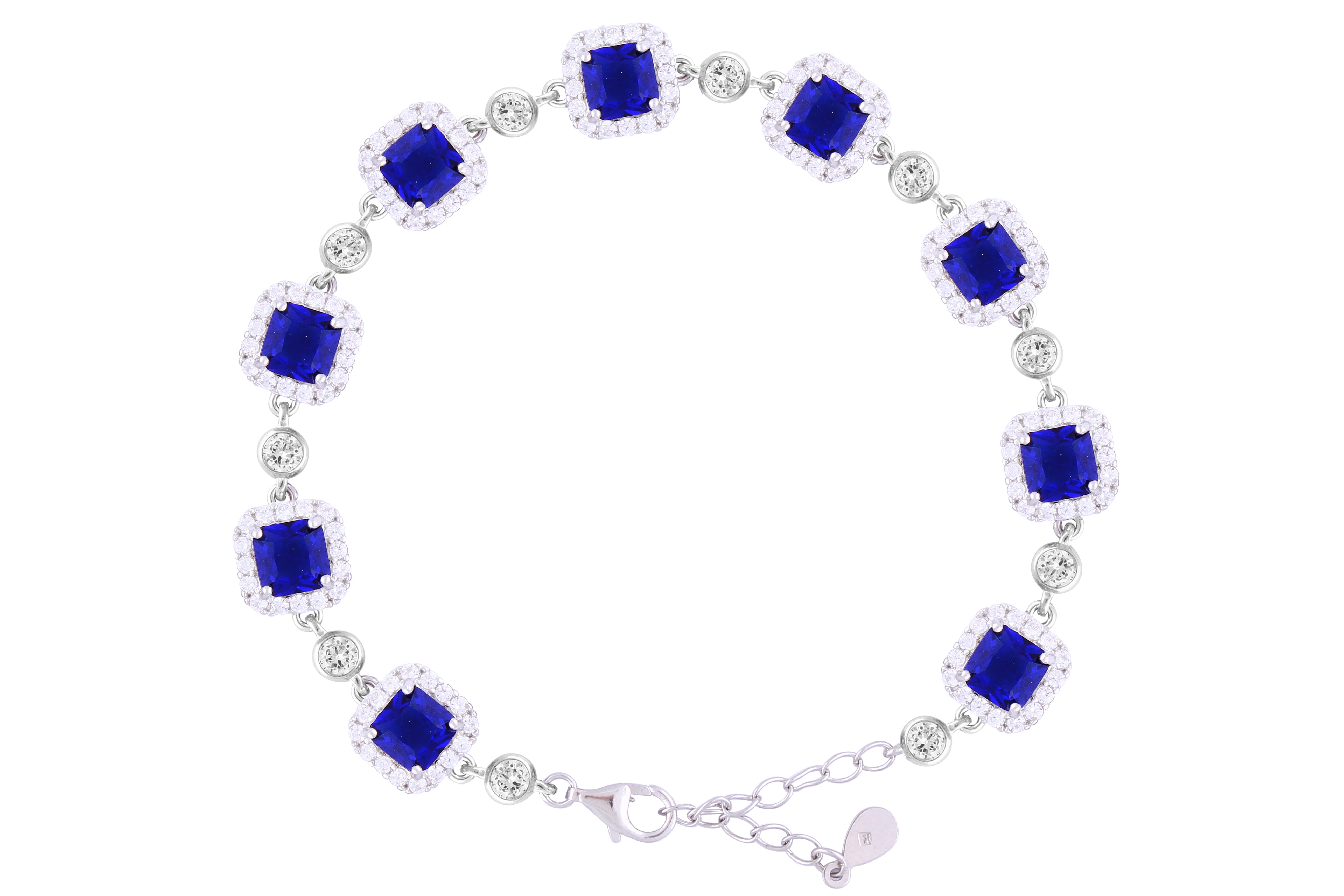 Asfour Crystal Tennis Bracelet With Turquoise Pear & Emerald Zircon In 925 Sterling Silver