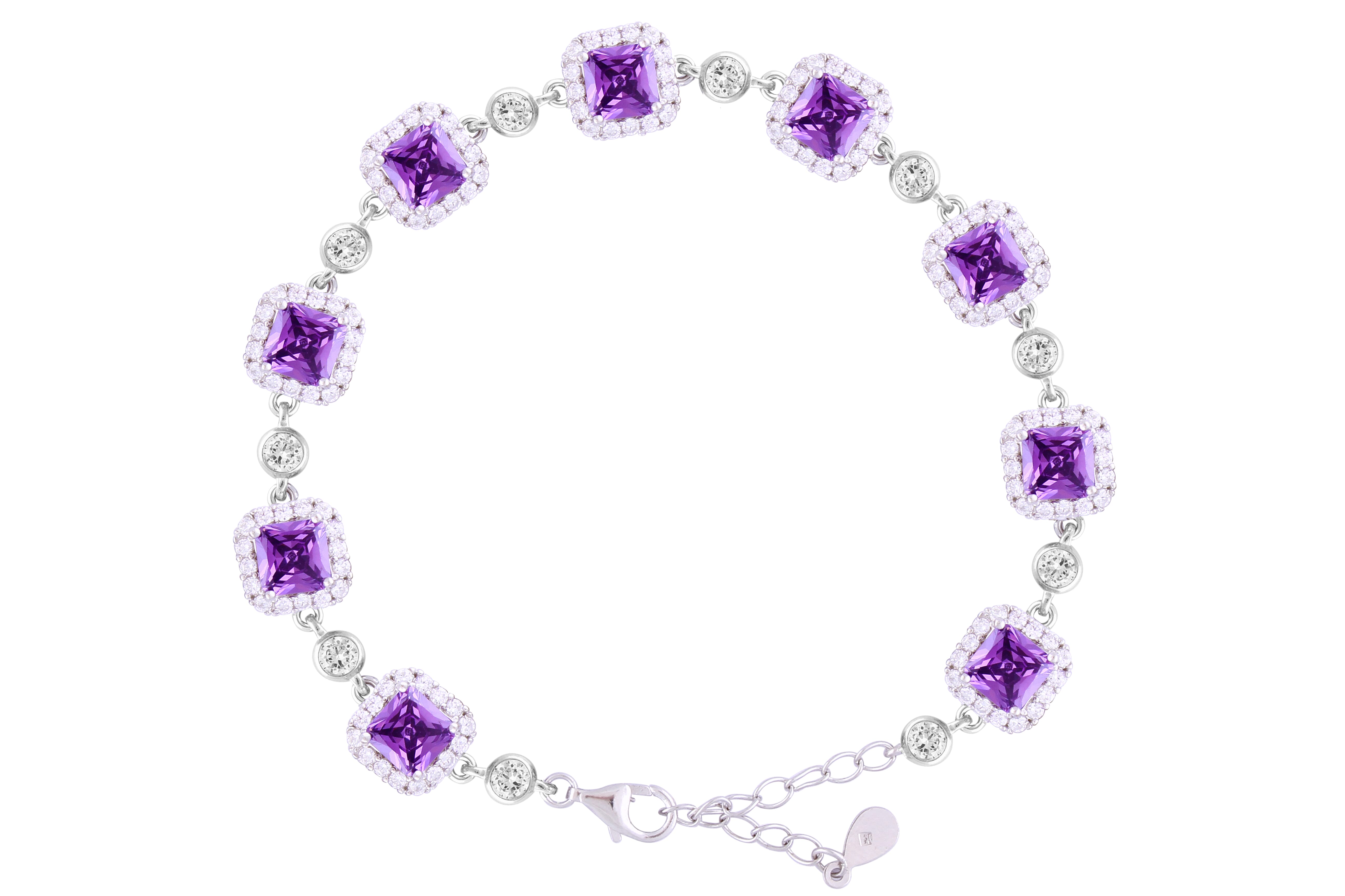 Asfour Crystal Tennis Bracelet With Turquoise Pear & Emerald Zircon In 925 Sterling Silver