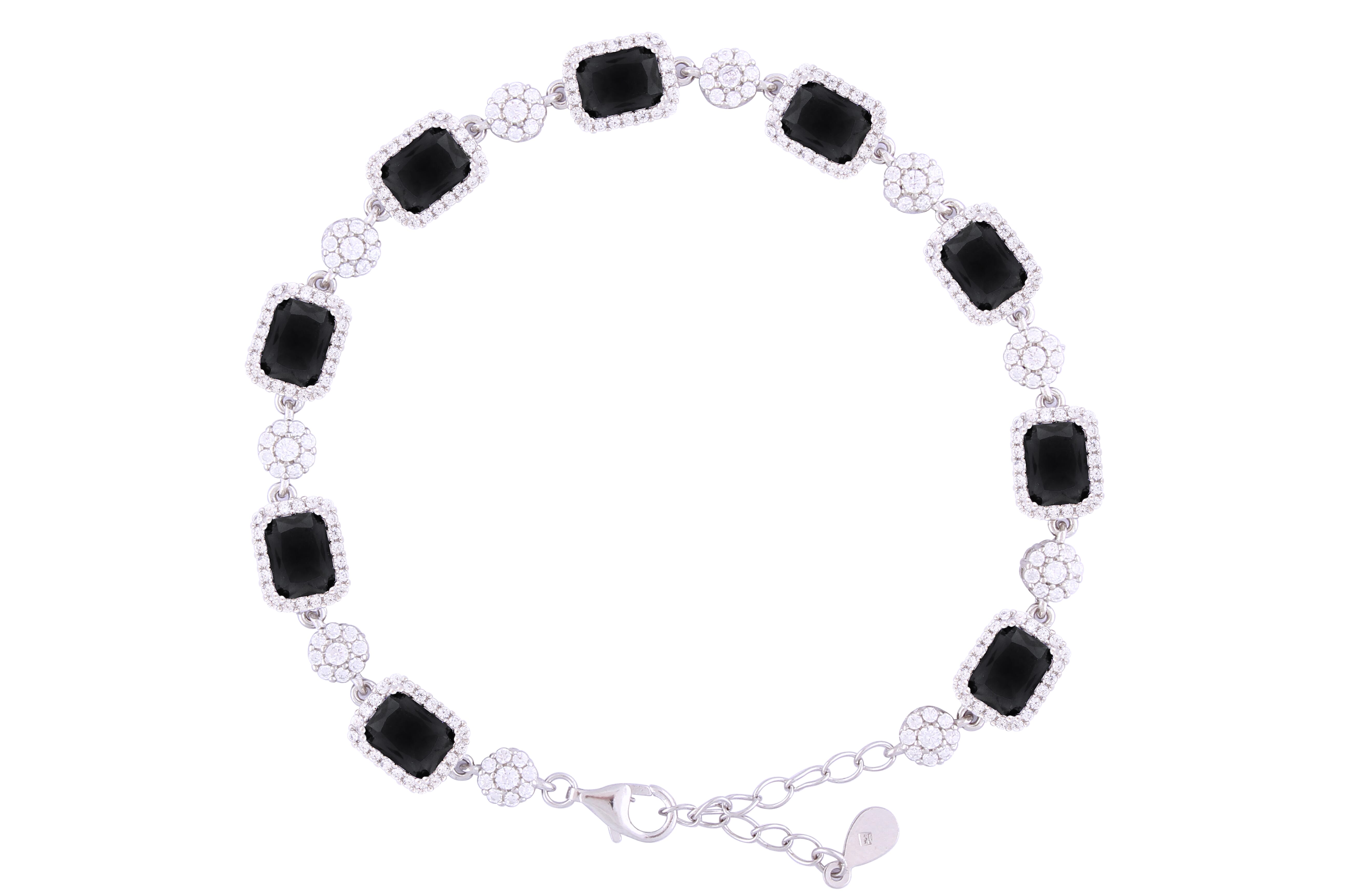 Asfour Crystal Tennis Bracelet With Turquoise Pear & Emerald Zircon In 925 Sterling Silver