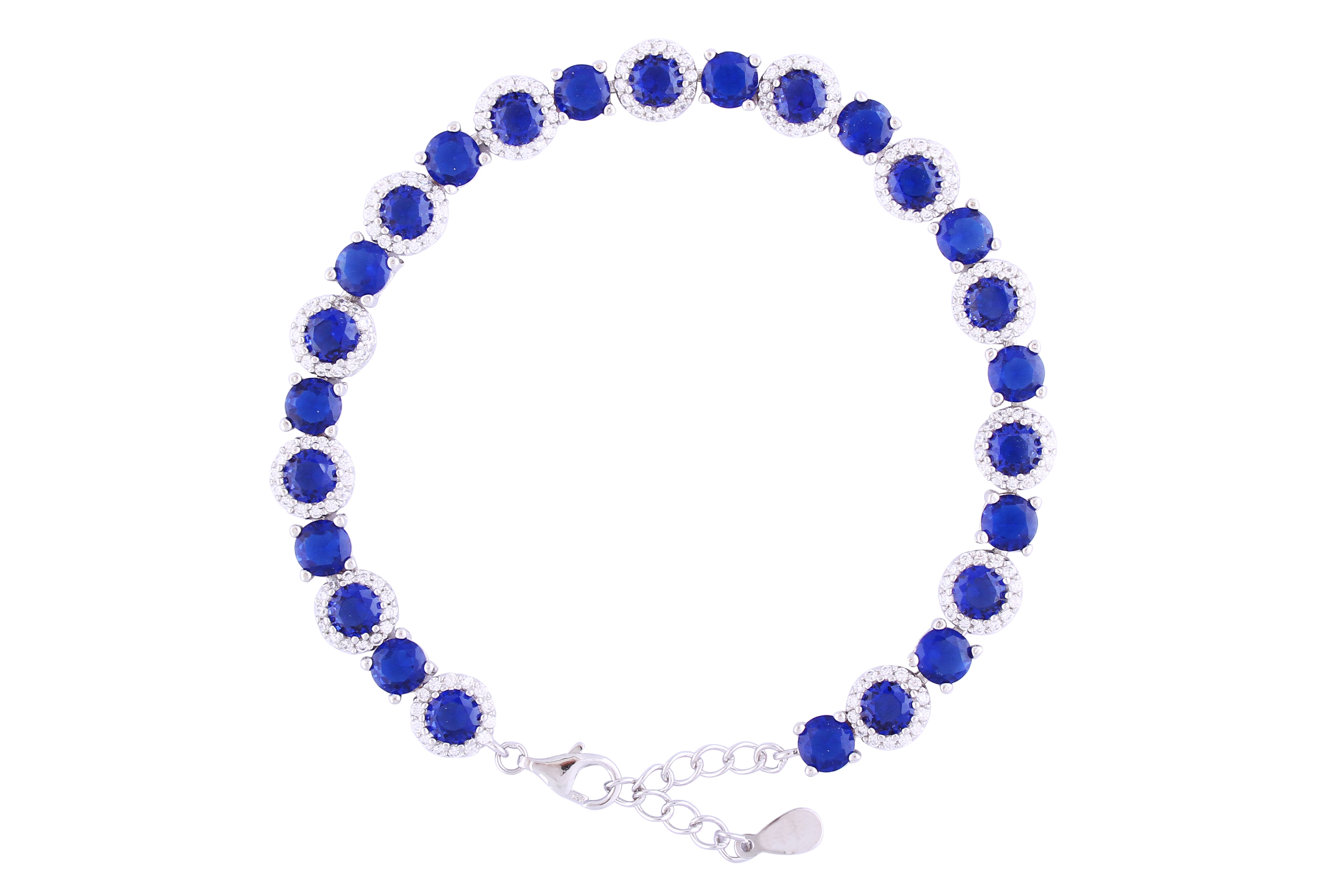 Asfour Crystal Tennis Bracelet With Turquoise Pear & Emerald Zircon In 925 Sterling Silver