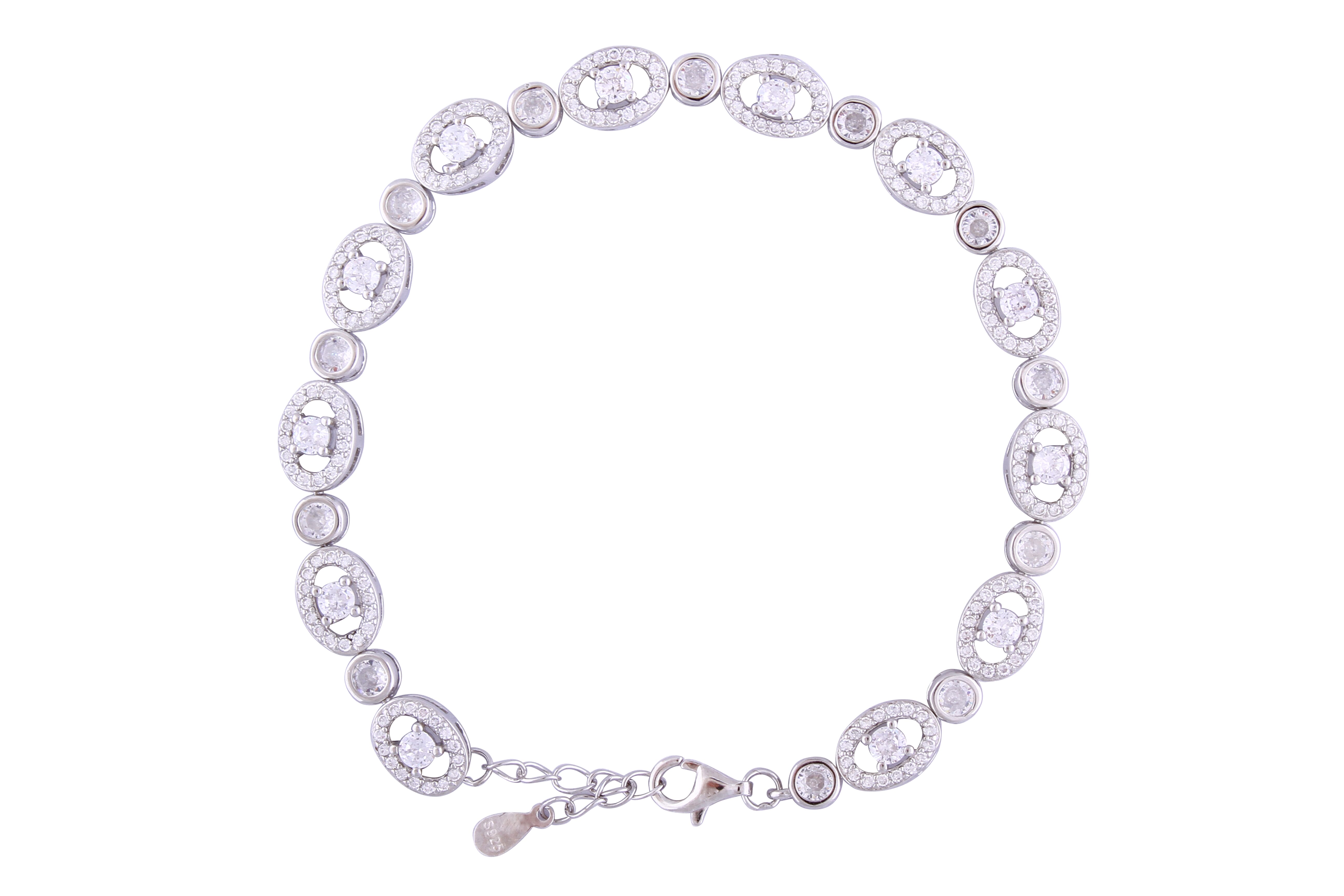 Asfour Crystal Tennis Bracelet With Turquoise Pear & Emerald Zircon In 925 Sterling Silver