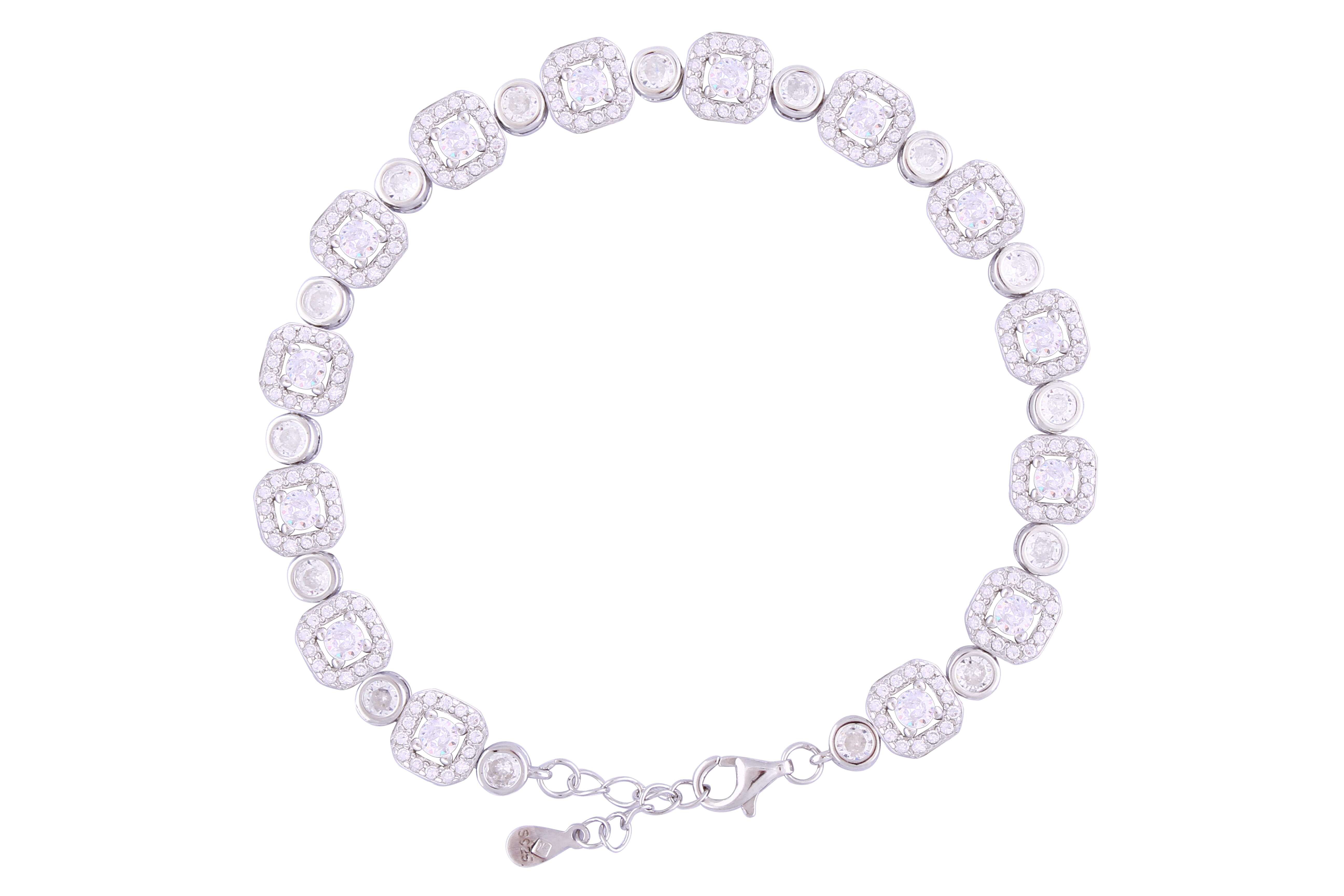 Asfour Crystal Tennis Bracelet With Turquoise Pear & Emerald Zircon In 925 Sterling Silver