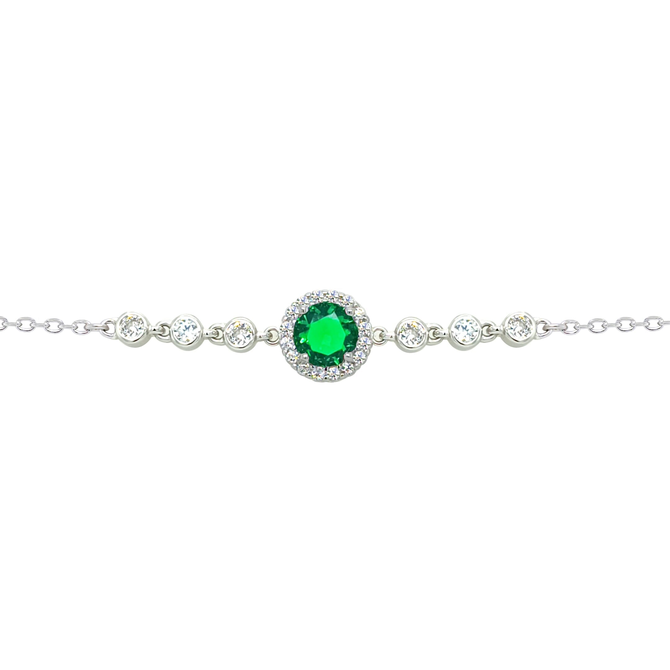 Asfour Crystal Tennis Bracelet With Turquoise Pear & Emerald Zircon In 925 Sterling Silver
