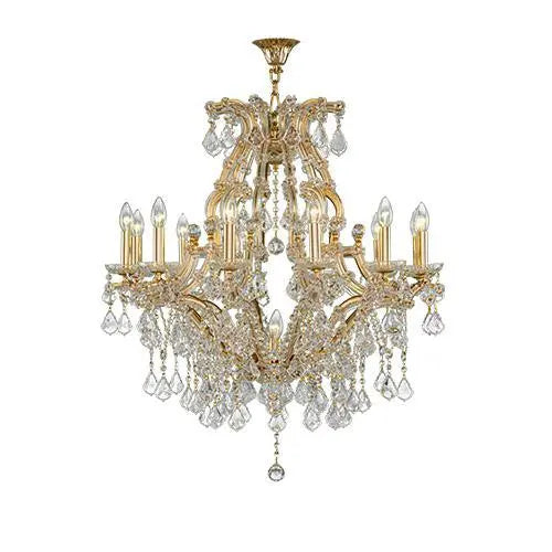 Asfour Crystal - Maria Theresa Chandelier - 13 Bulbs - Gold - Pendeloque Clear