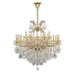 Asfour Crystal - Maria Theresa Chandelier - 30 Bulbs - Gold - Pendeloque Clear
