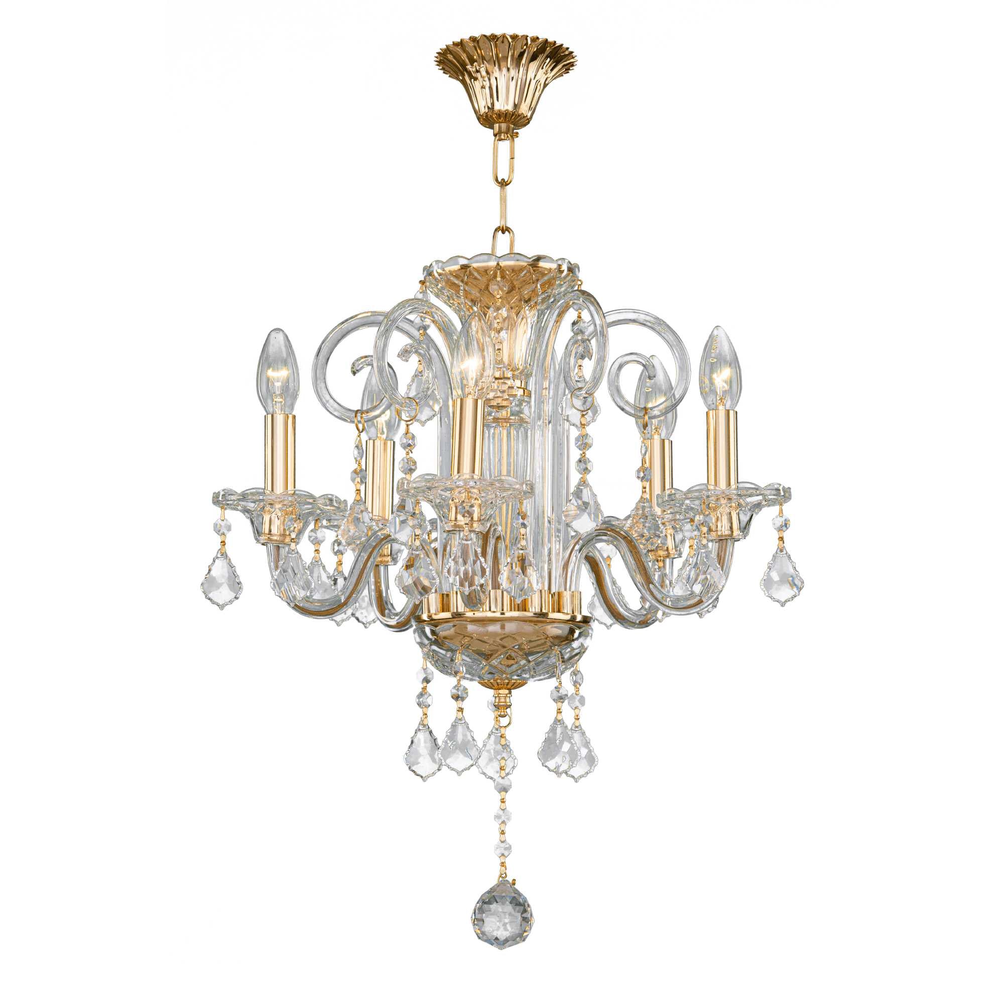 Asfour-Crystal-Lighting-Crystal-Collection-Crystal-Chandelier-5-Bulbs-Gold