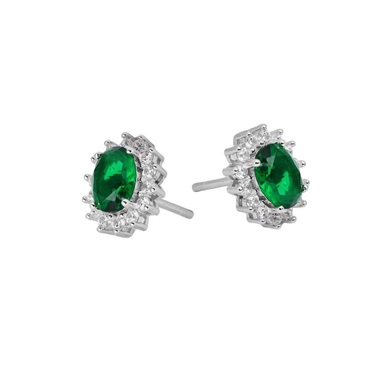 Earring E1123-G - 925 Sterling Silver - Green Sew-on