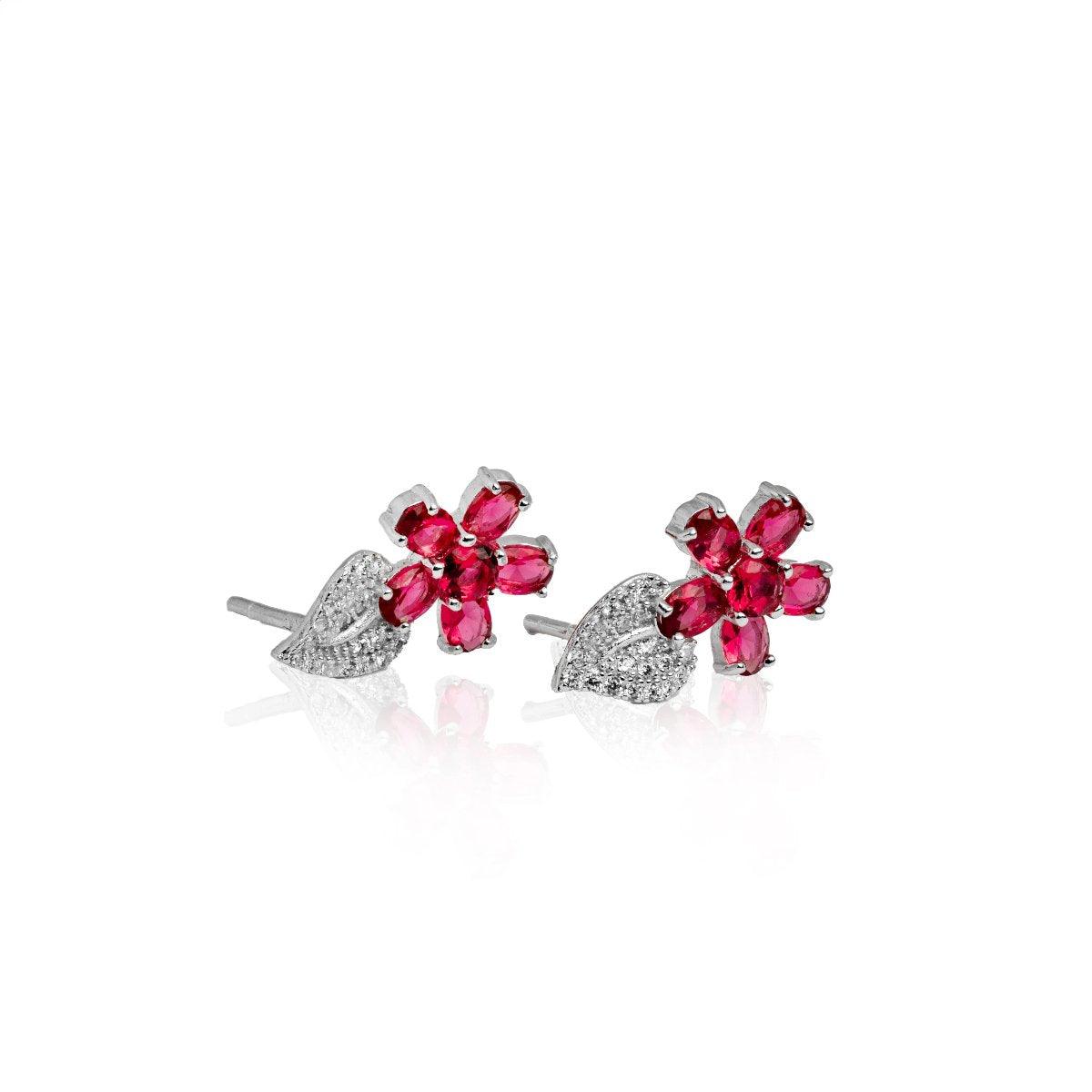 Earring E1124-r - 925 Sterling Silver - Rose Flower