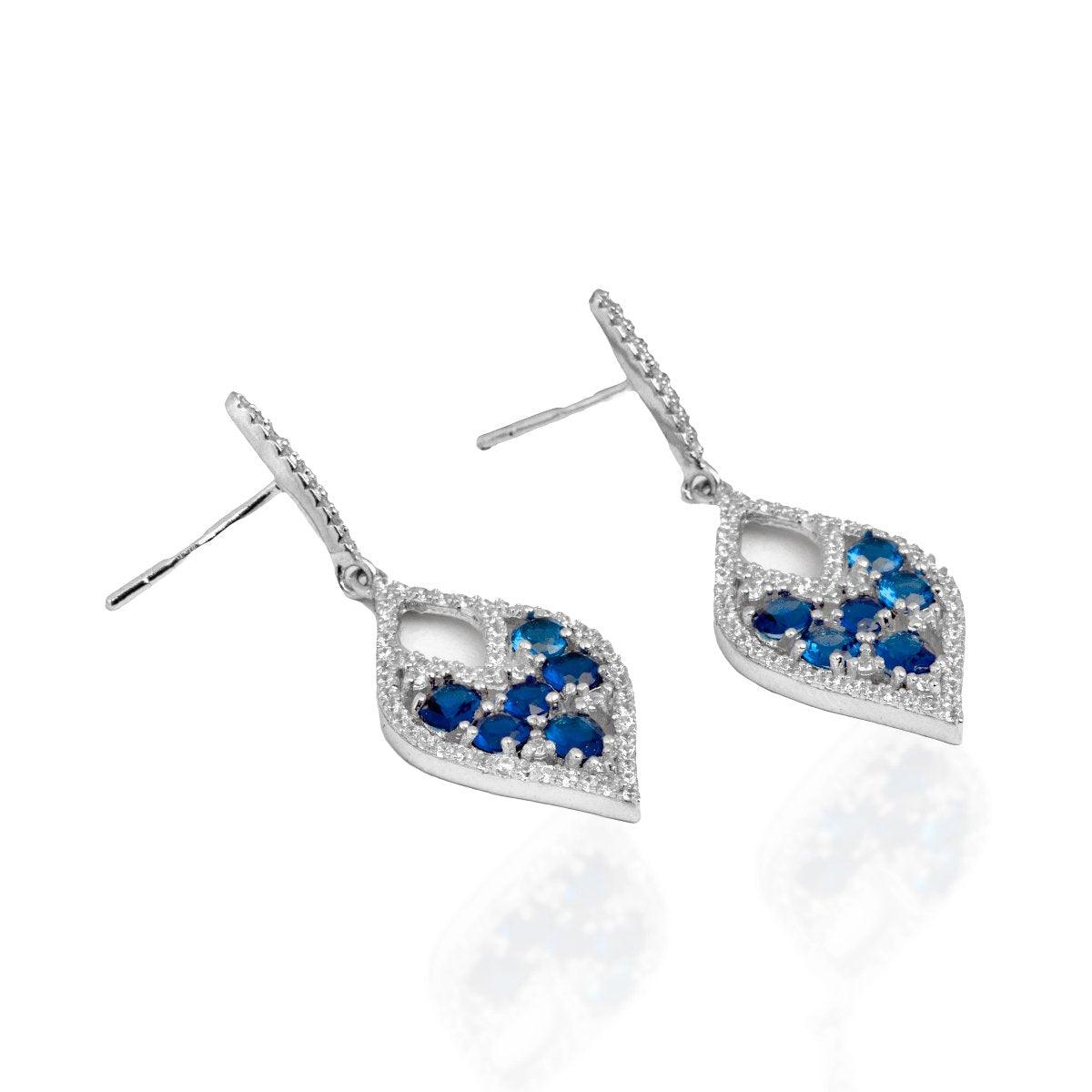 Earring E1122-B - 925 Sterling Silver - Clear, Blue