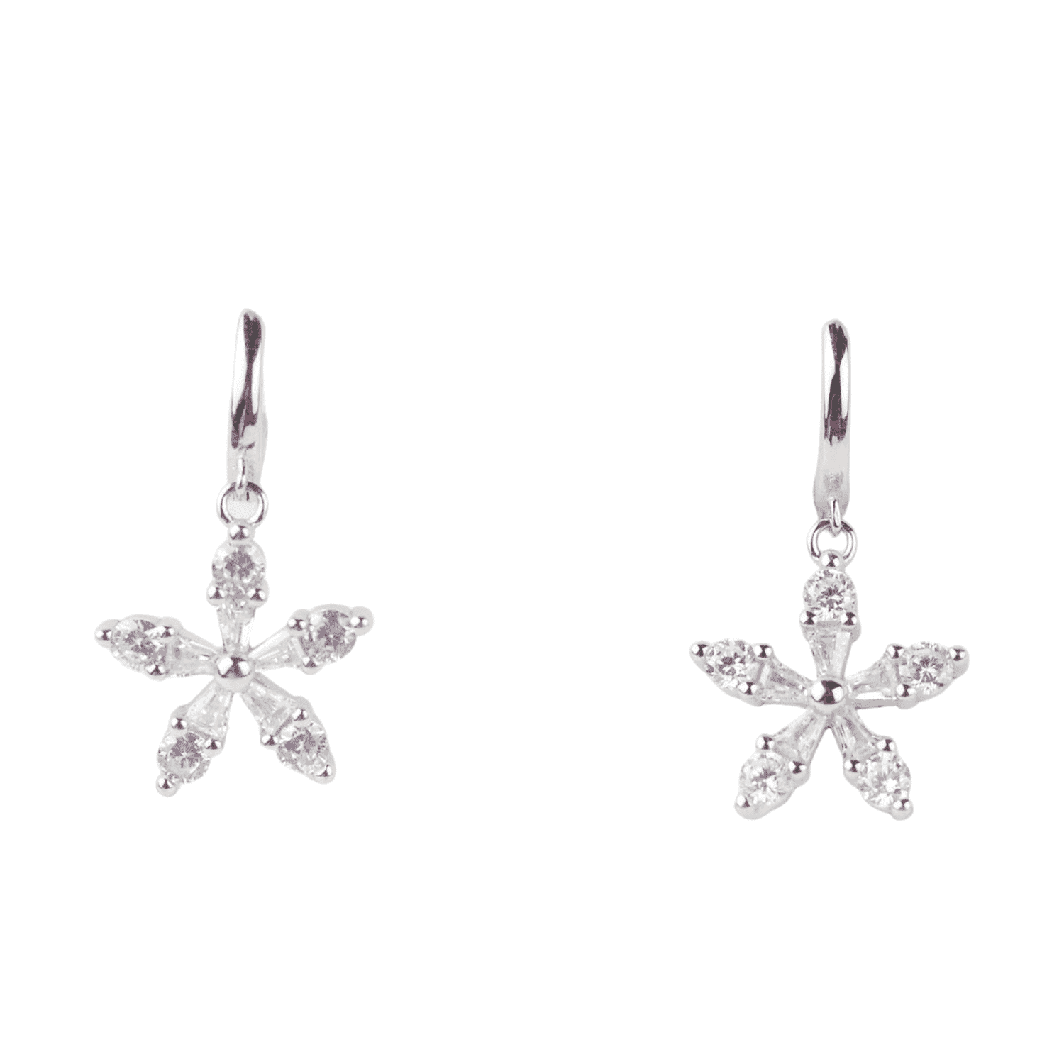 Asfour rectangle + rounded Zircon Stone 925 Silver earring - E1775