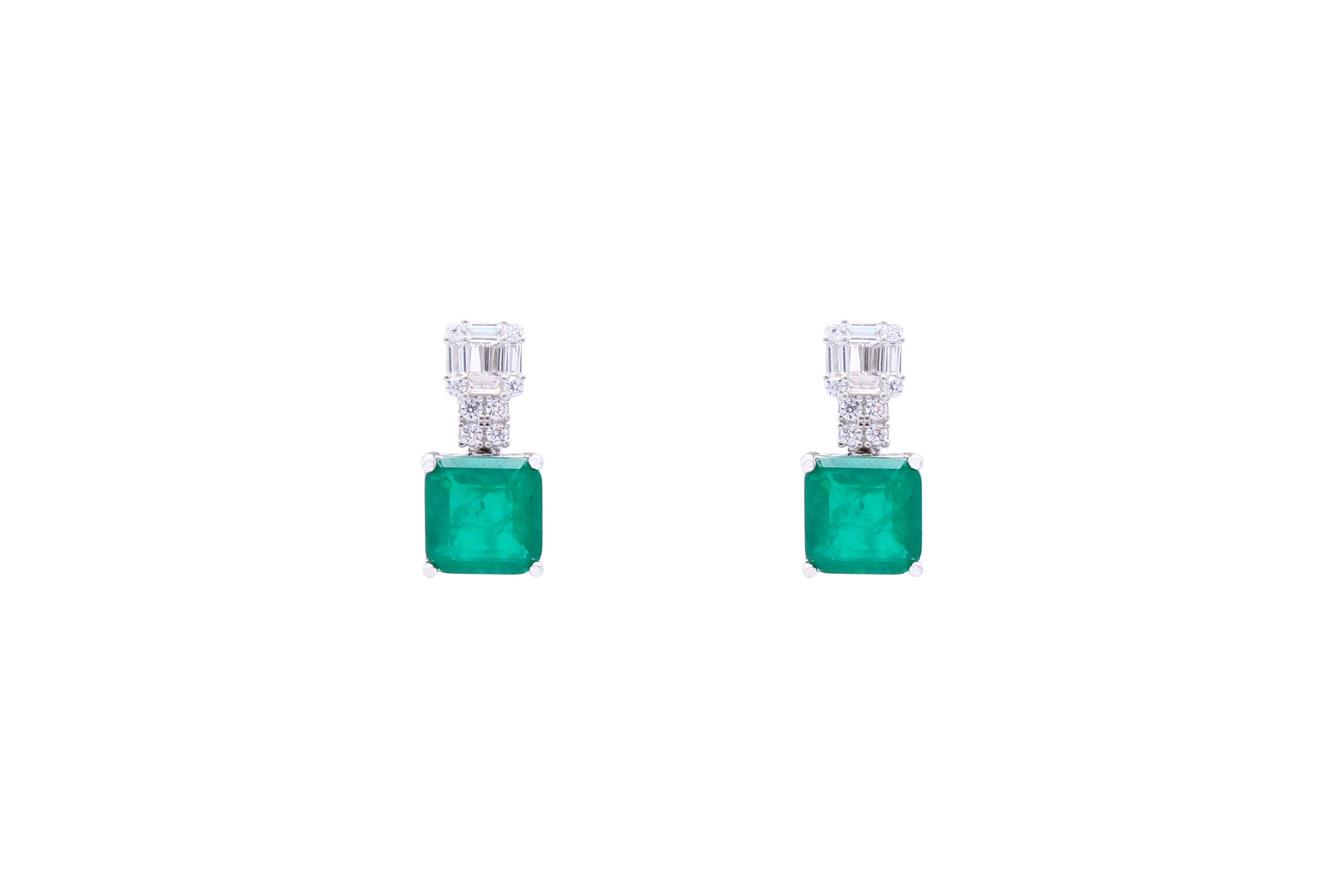 Asfour Crystal Drop Earring With Emerald Zircon Stone In 925 Sterling Silver ED0001-G