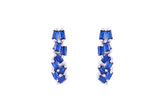 Asfour Crystal Clips Earrings With Blue Baguette Zircon Stones In 925 Sterling Silver ED0013-B