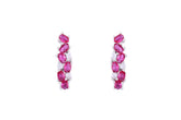 Asfour Crystal Clips Earrings With Fuchsia Zircon Stones In 925 Sterling Silver ED0014-WF
