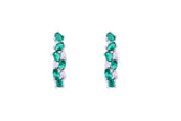Asfour Crystal Clips Earrings With Emerald Zircon Stones In 925 Sterling Silver ED0014-WG