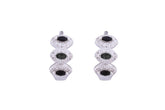 Asfour Crystal Haggie Earrings With Black Zircon Stones In 925 Sterling Sillver ED0017-WP