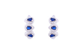 Asfour Crystal Haggie Earrings With Blue Pear Zircon Stones In 925 Sterling Silver ED0019-WB